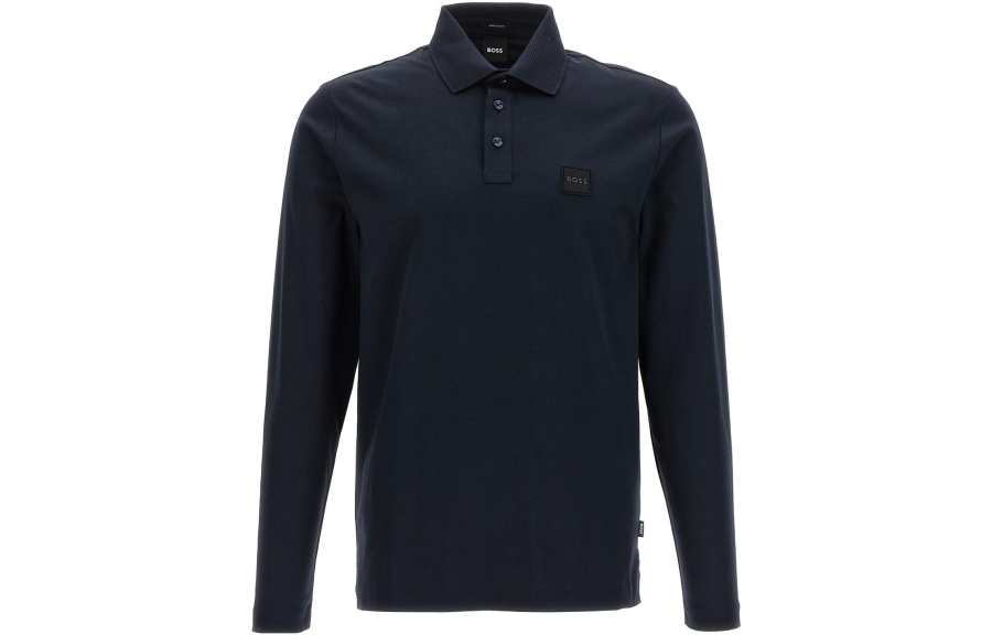 HUGO BOSS 【Zoomed ImageryPrevious Season】logo-patch cotton polo shirt