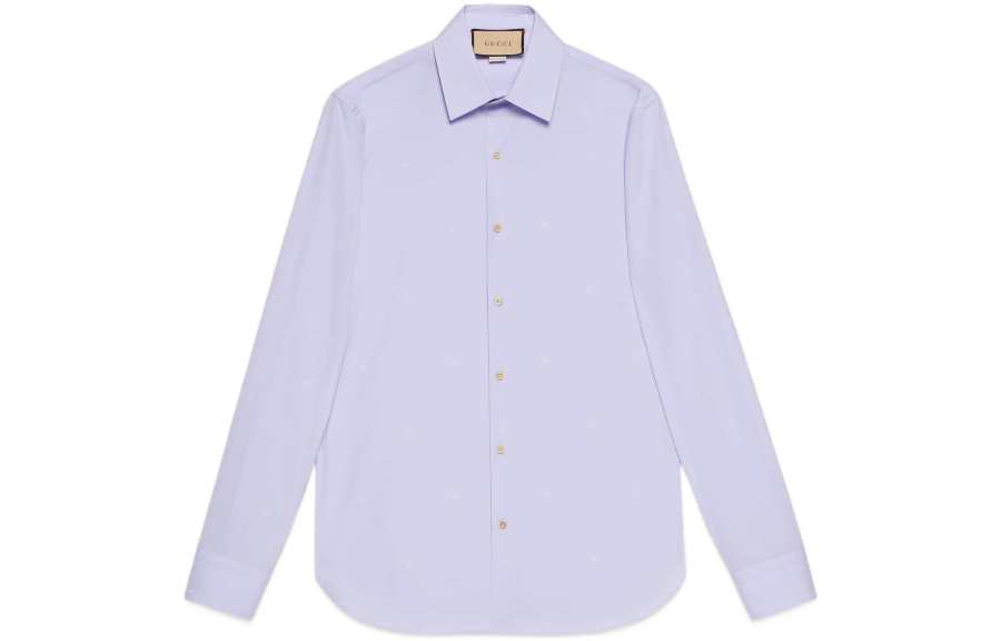 GUCCI Shirts Men's Light Purple Lapel Moderate Other