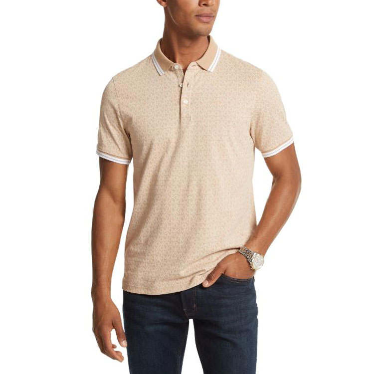 MICHAEL KORS Polo Shirts Men's Khaki Polo Collar Moderate Straight Fit