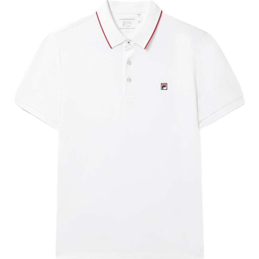 FILA Polo Shirts Men's White Polo Collar Moderate Straight Fit