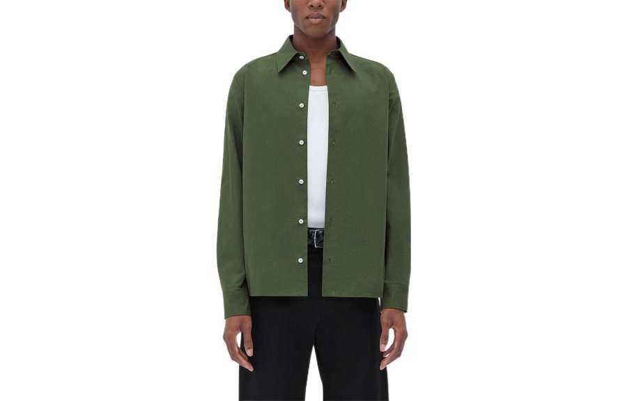 Bottega Veneta Shirts Men's Green Lapel Other