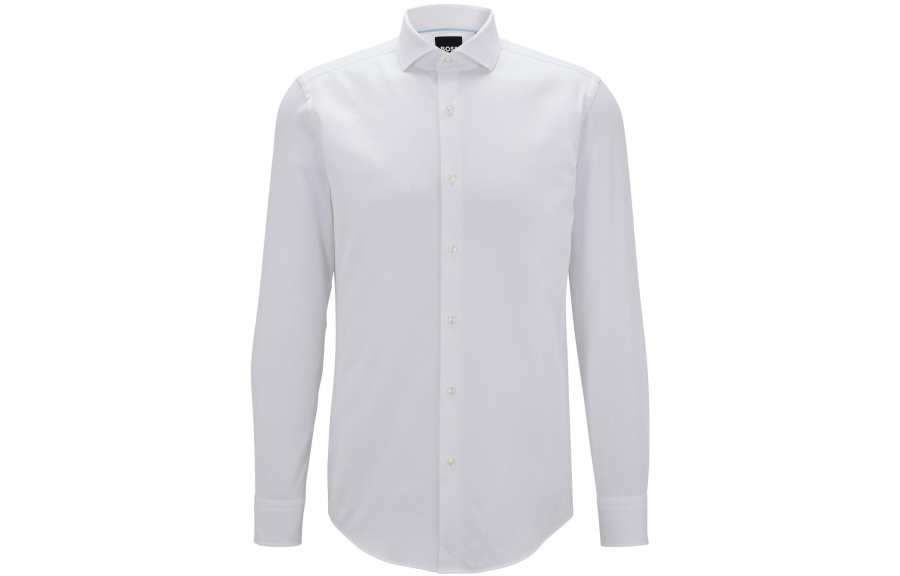 HUGO BOSS Shirts Men's White Lapel Thin Shirt