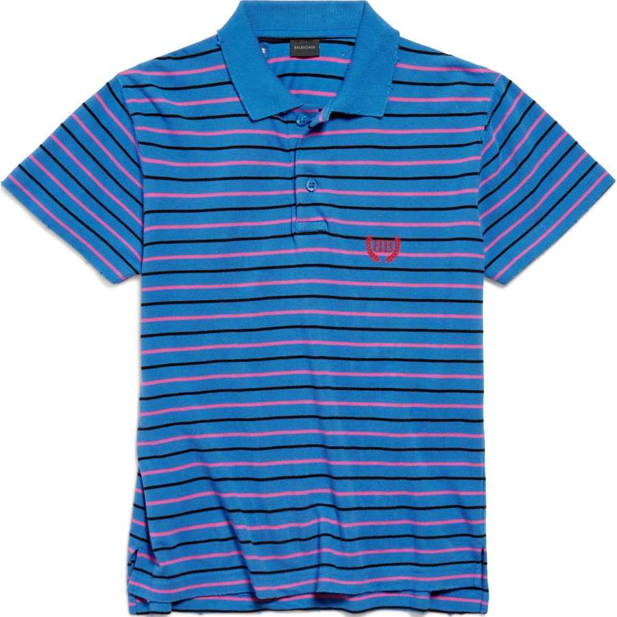 Balenciaga SS25 LAUREL CLASSIC Polo Shirt Regular Fit Unisex Blue