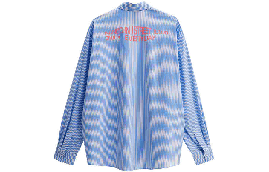 NANDCHN Shirts Unisex Blue Lapel Moderate Workwear