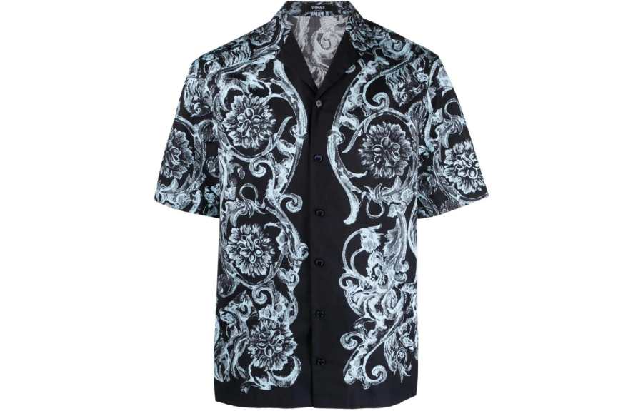 VERSACE VERSACE Shirts Men's Blue Lapel Moderate Other