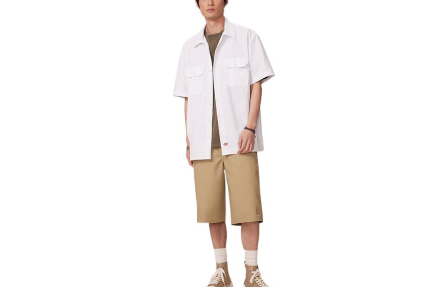 Dickies Dickies Shirts Men's White Lapel Moderate Workwear