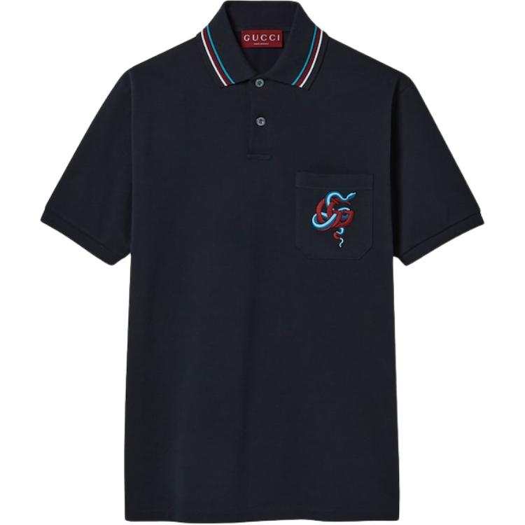 GUCCI SS25 Polo Shirt Men's Marine Blue