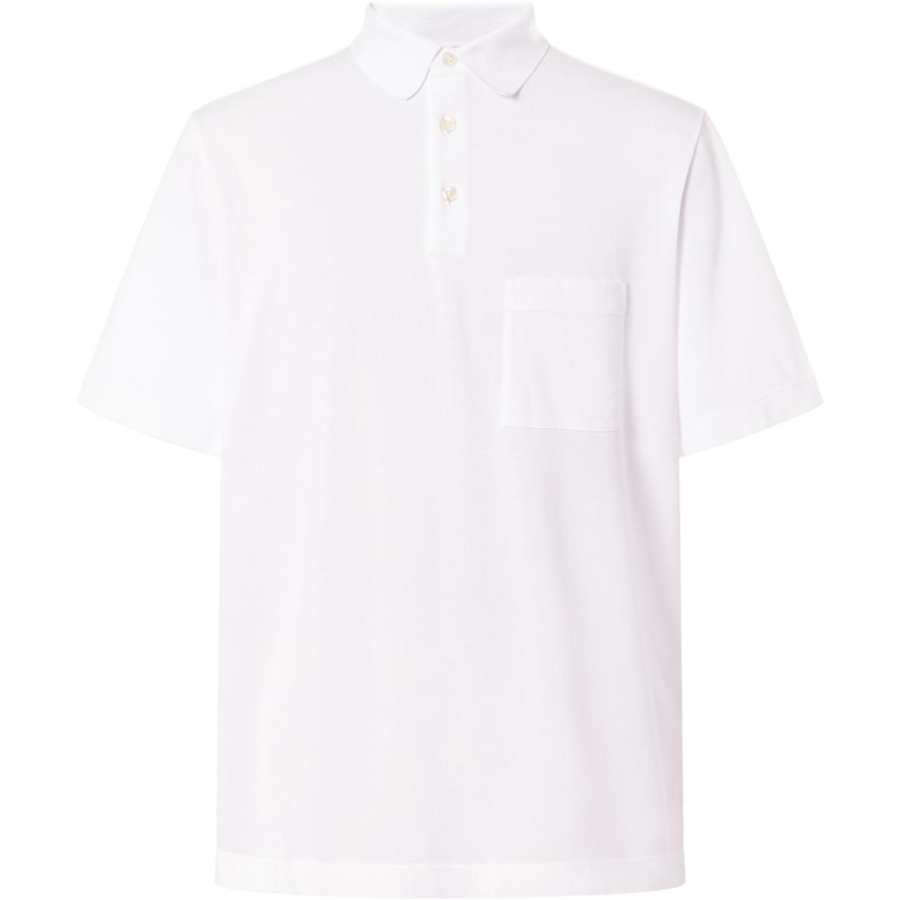 HERMES HERMES Polo Shirts Men's White Polo Collar Moderate
