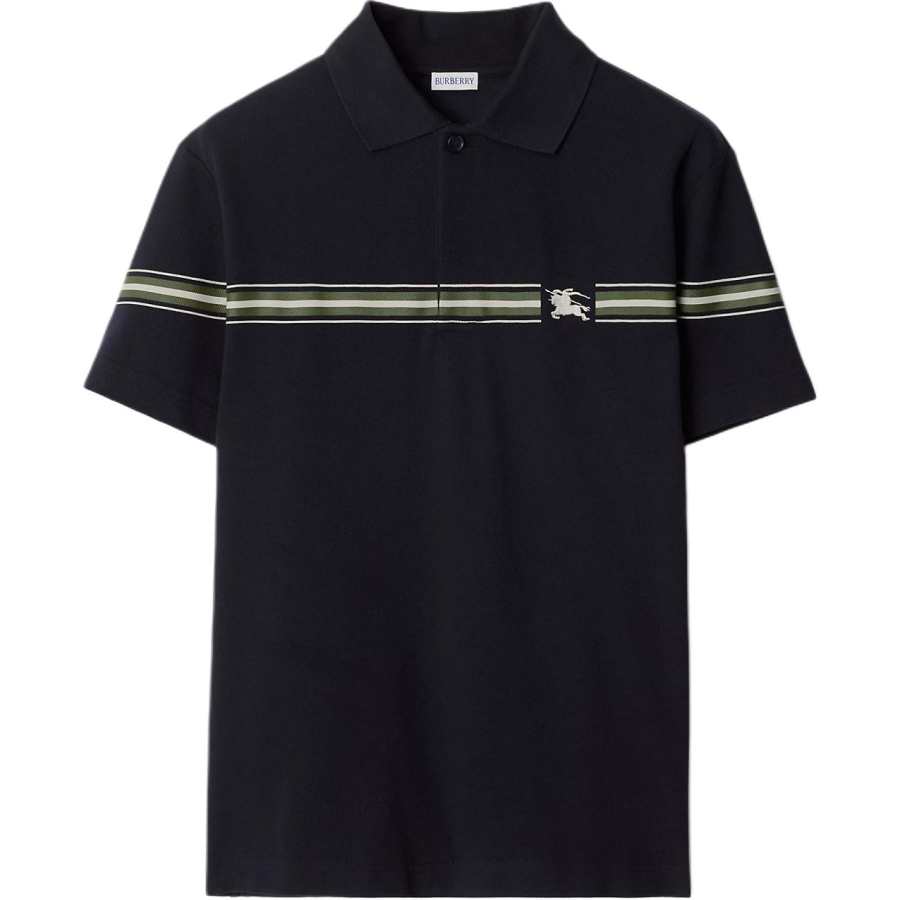 Burberry Equestrian Knight Motif Striped Polo Shirt