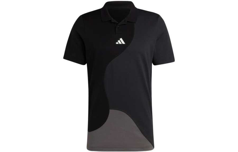 Adidas Adidas Polo Shirts Men's Black Polo Collar Moderate Straight Fit