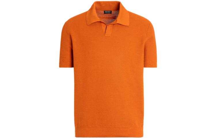 Ermenegildo Zegna Polo Shirts Men's Orange Polo Collar Moderate Straight Fit