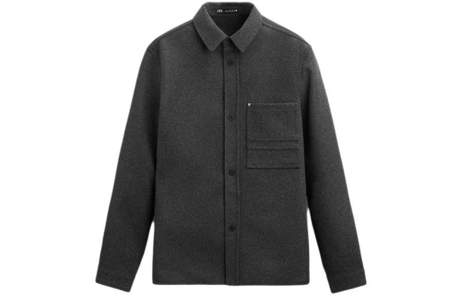 ZARA Shirts Men's Gray Pointed Collar Moderate Other