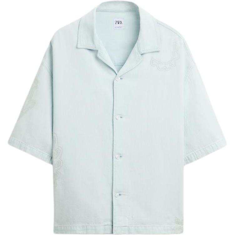 ZARA ZARA Shirts Men's Light Blue Lapel Moderate