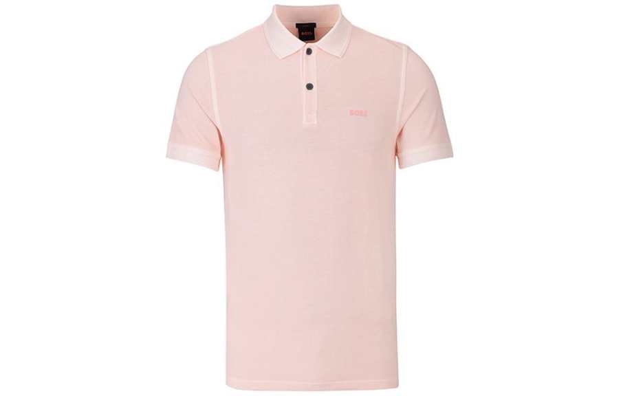 HUGO BOSS Polo Shirts Men's Pink Polo Collar Moderate Straight Fit