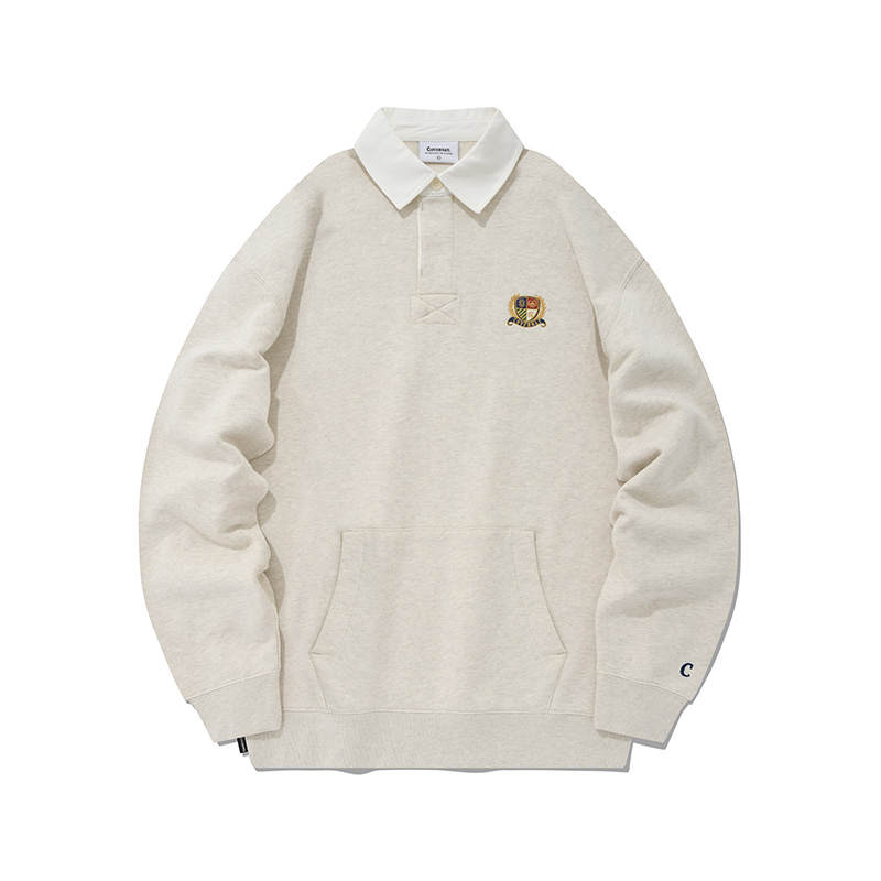 COVERNAT FW22 Polo Shirt Rugby Fleece Lined Casual Top Sweatshirt Fall Unisex Oat