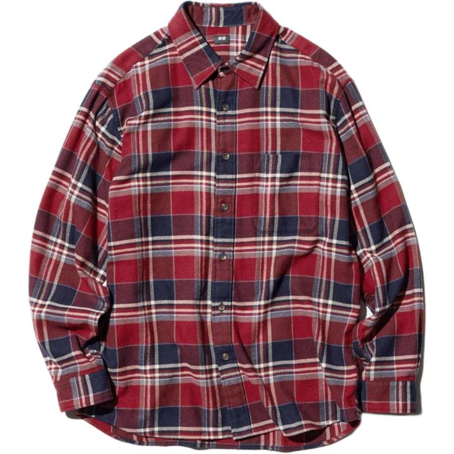 UNIQLO Shirts Unisex Maroon Lapel Moderate