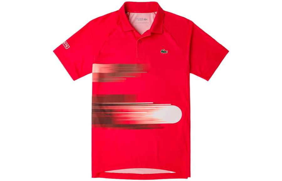 LACOSTE Polo Shirts Men's Red Polo Collar Moderate Straight Fit