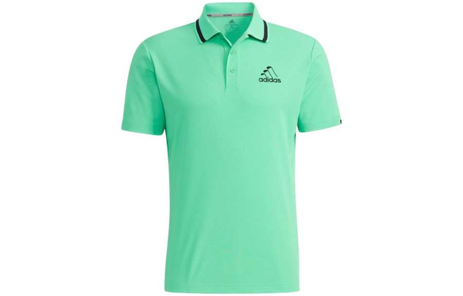 Adidas Adidas Polo Shirts Men's Green Polo Collar Moderate Straight Fit