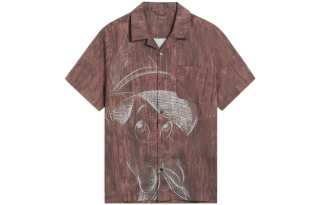 Li-Ning Li Ning X Disney Shirts Men's Umber Wood Grain All Over Print Lapel Moderate Other