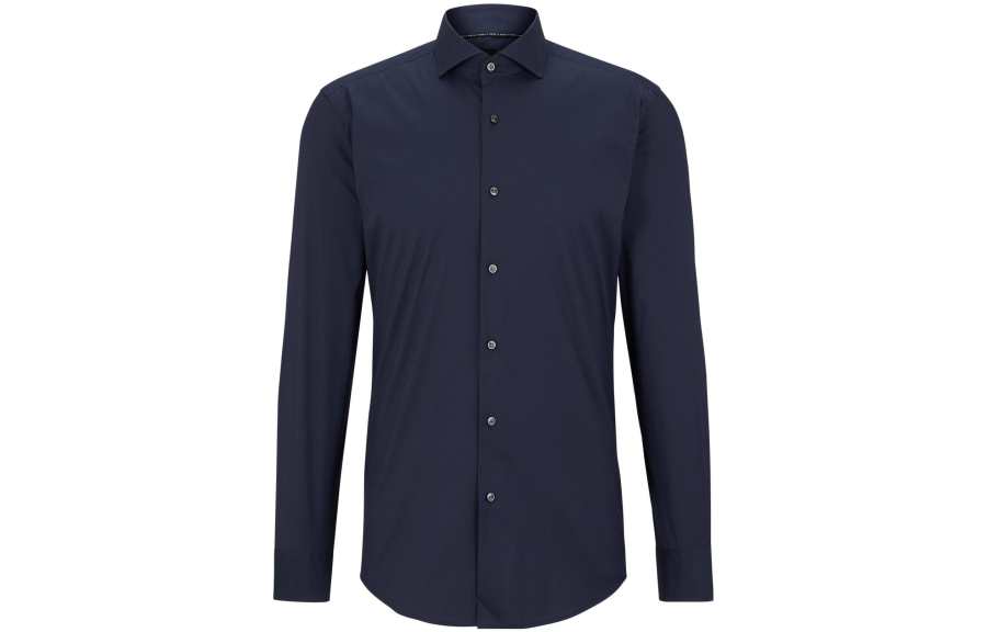 Hugo Boss spread-collar poplin shirt