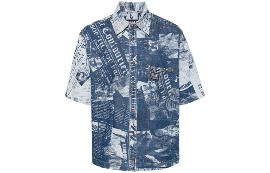 Versace Jeans Couture Magazine-print denim shirt