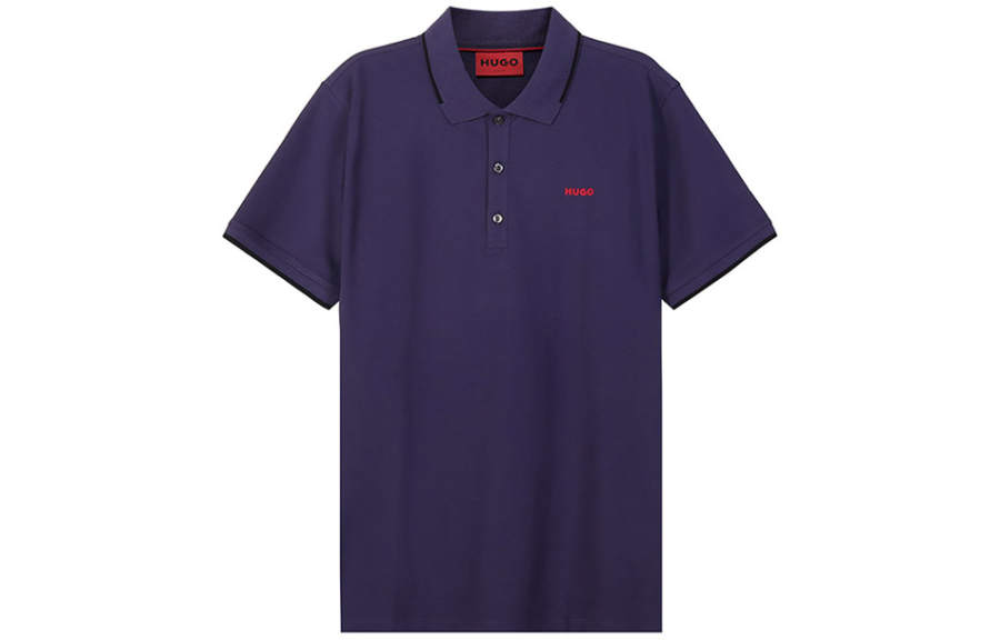 HUGO BOSS Polo Shirts Men's Purple Polo Collar Moderate Straight Fit