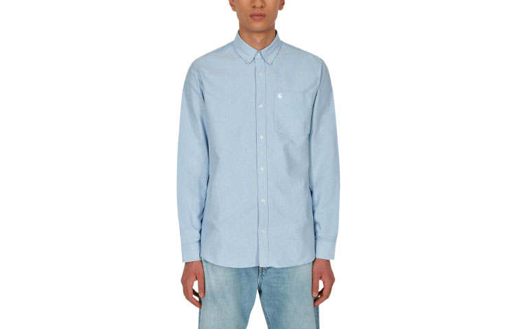 Carhartt WIP Shirts Men's Blue Lapel Moderate Other