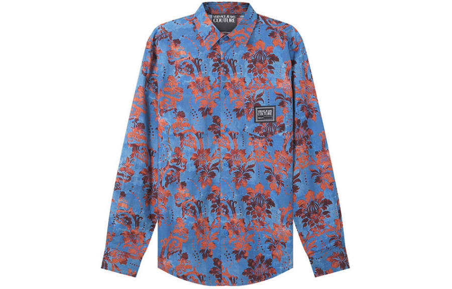 VERSACE JEANS COUTURE Shirts Men's Blue Lapel Moderate