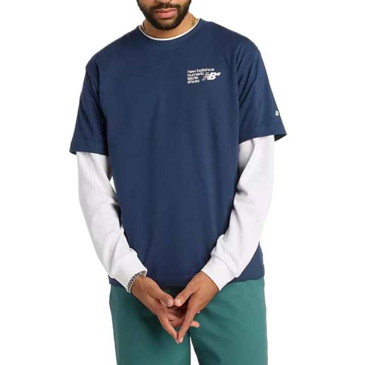 New Balance New Balance Numeric Small Logo Jersey T Shirt T Shirt Men's Blue