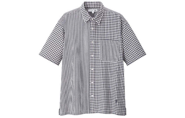 UNIQLO Shirts Men's Gray Square Collar Moderate Straight Fit
