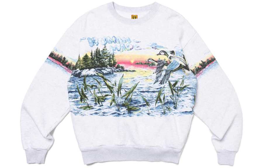 HUMAN MADE FW23 Sweatshirts Unisex Gray Crew Neck Moderate Regular