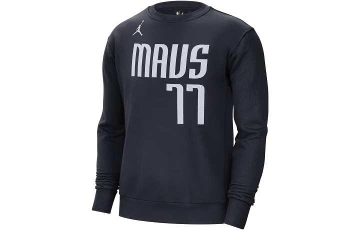 Jordan Jordan NBA Dallas Mavericks, Alphanumeric Crew Neck Casual Fleece Lined Sports Sweatshirt Men's Black
