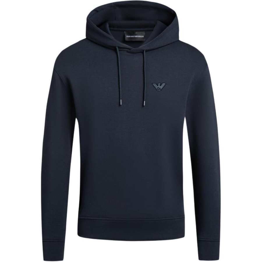 EMPORIO ARMANI Double jersey Hooded Sweatshirt With Flocked Logo
