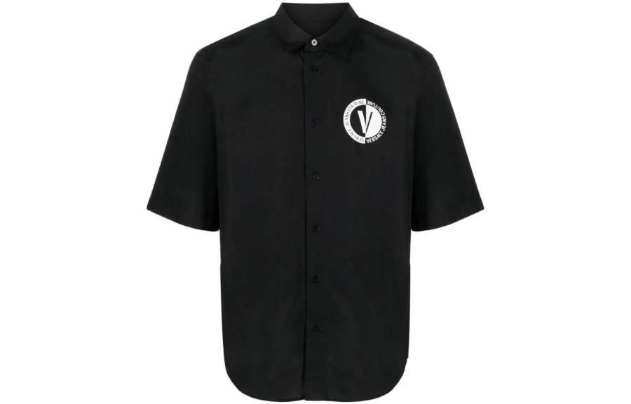 VERSACE JEANS COUTURE Shirts Men's Black Lapel Moderate Shirt