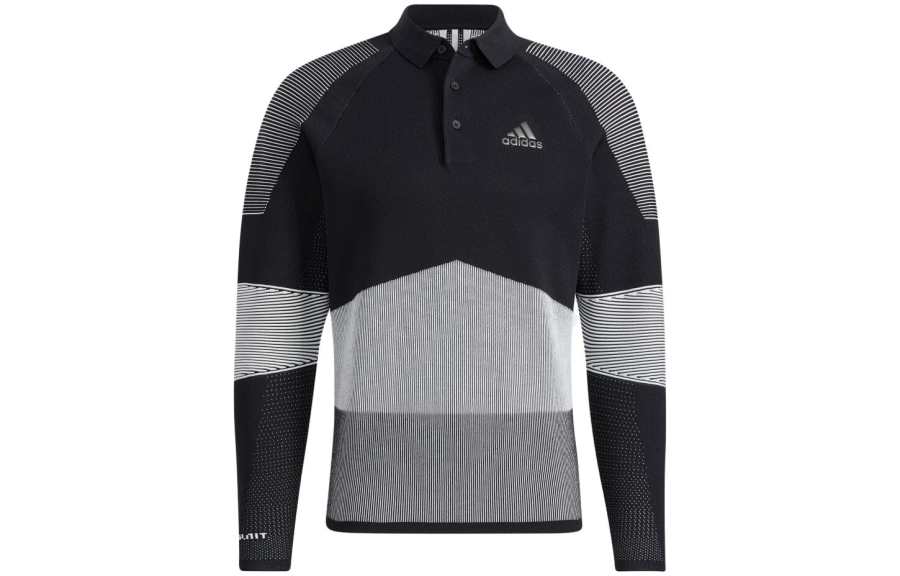 Adidas Adidas Polo Shirts Men's Black Polo Collar Moderate Straight Fit