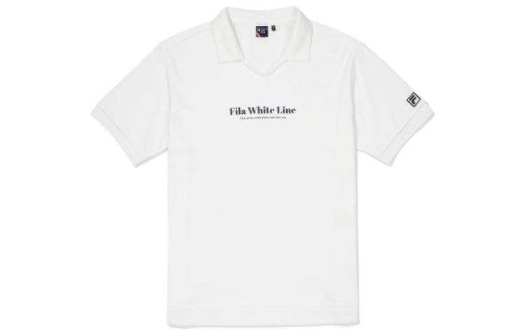 FILA Polo Shirts Men's White Polo Collar Moderate Straight Fit