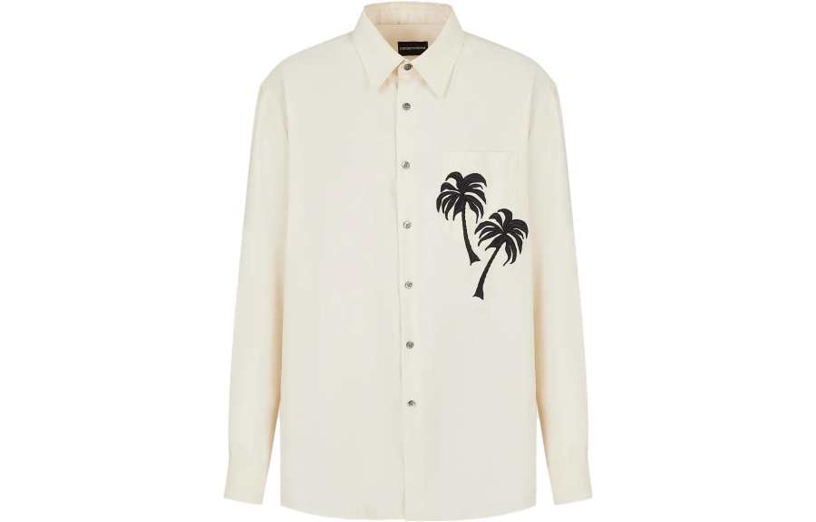 EMPORIO ARMANI 【Previous Season】palm tree-patch long-sleeve shirt