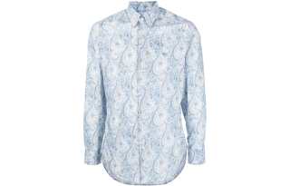 ETRO Shirts Men's Blue Lapel Moderate Straight Fit