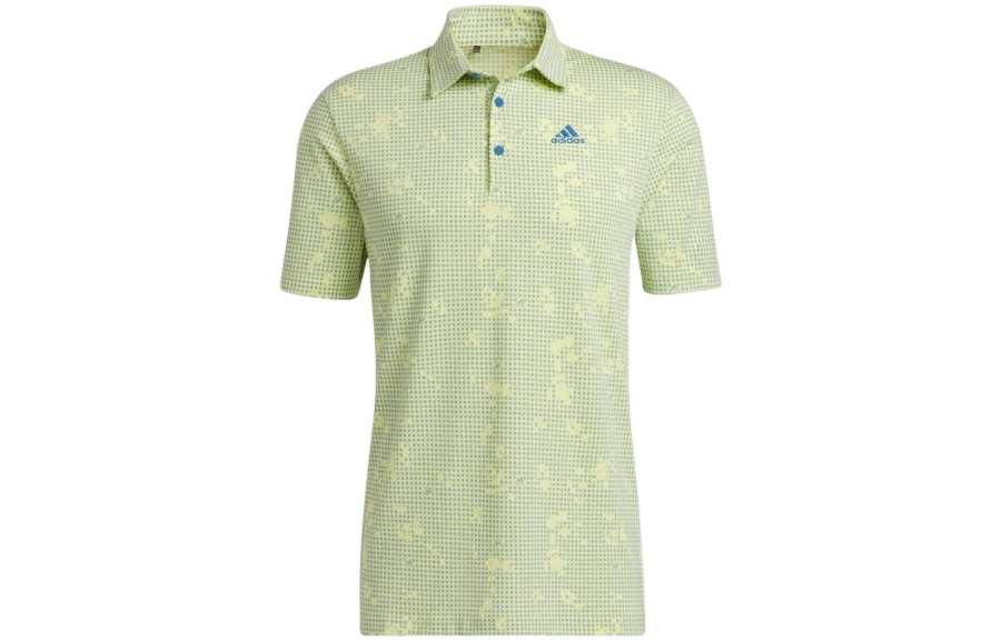 Adidas Adidas Polo Shirts Men's Green Polo Collar Moderate Straight Fit