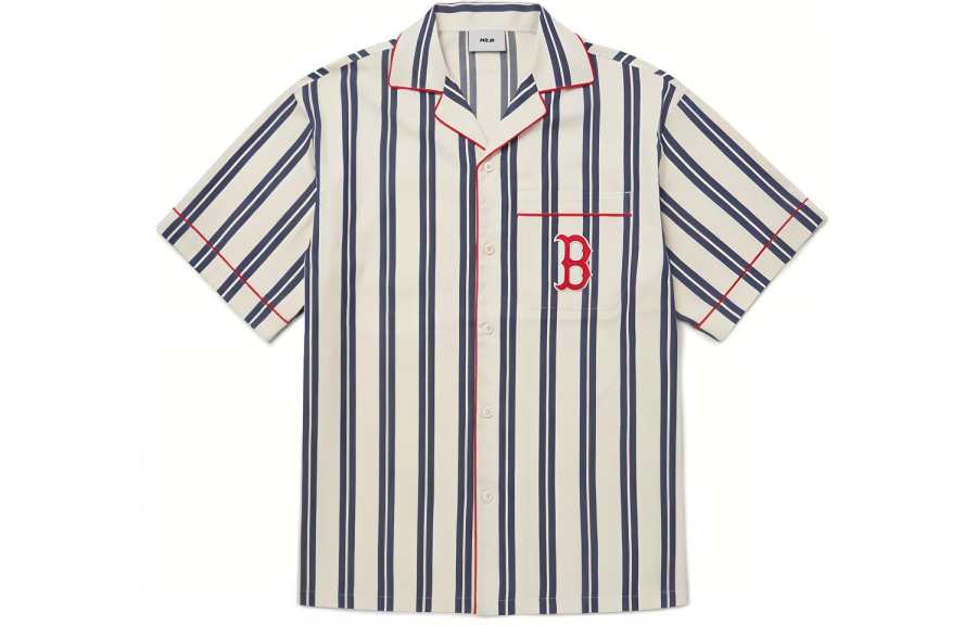 MLB MLB Boston Red Sox Shirts Unisex Marine Blue Cuban Collar Moderate