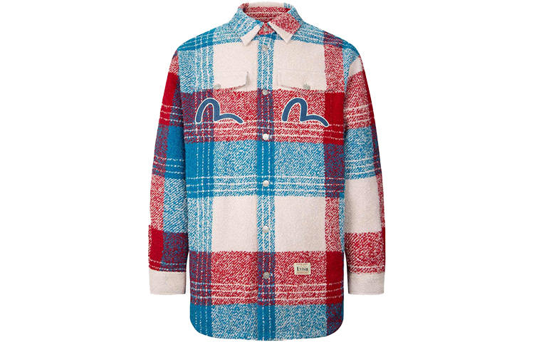 EVISU EVISU Shirts Men's Red Plaid Lapel Moderate Shirt