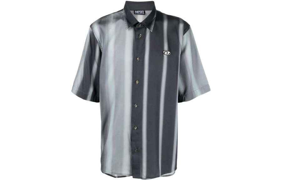 DIESEL Shirts Men's Black Polo Collar Moderate Shirt