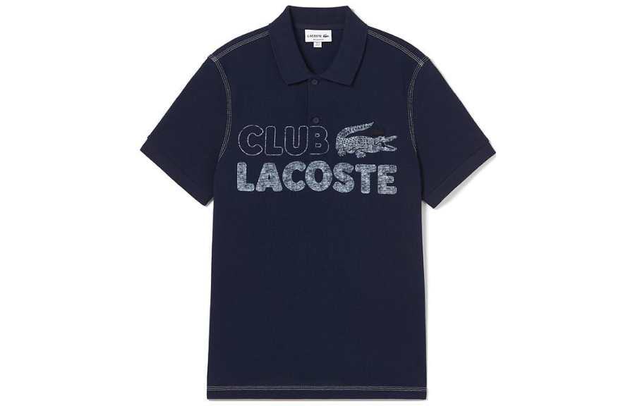 LACOSTE Polo Shirts Men's Navy Blue Polo Collar Moderate Other