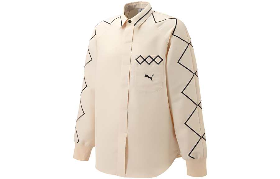 PUMA X Staffonly X Monopoly Shirts Unisex Ecru Lapel Moderate Shirt