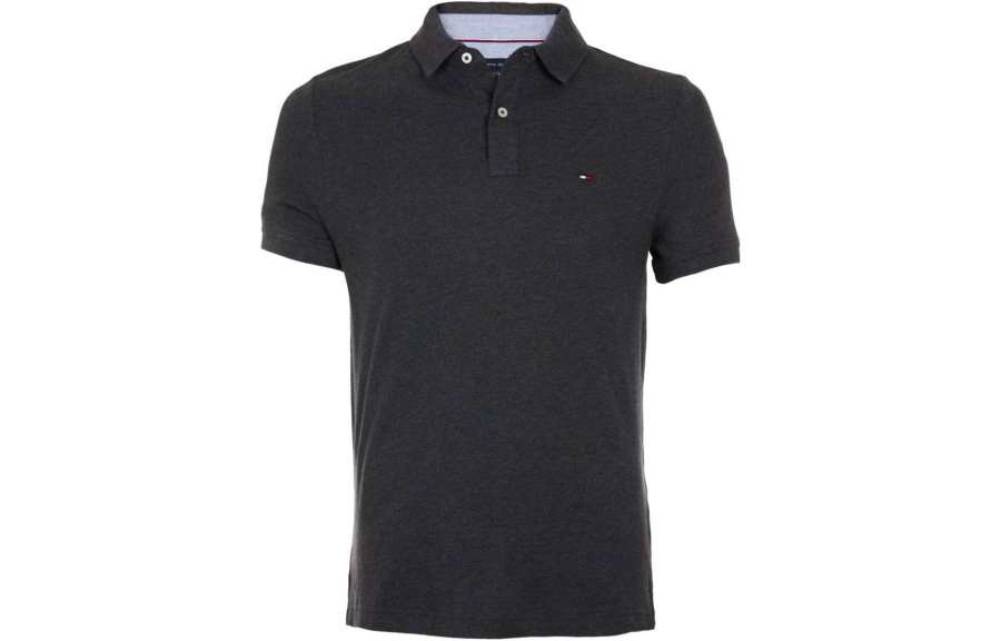 Tommy Hilfiger Polo Shirts Men's Dark Gray Polo Collar Moderate Straight Fit