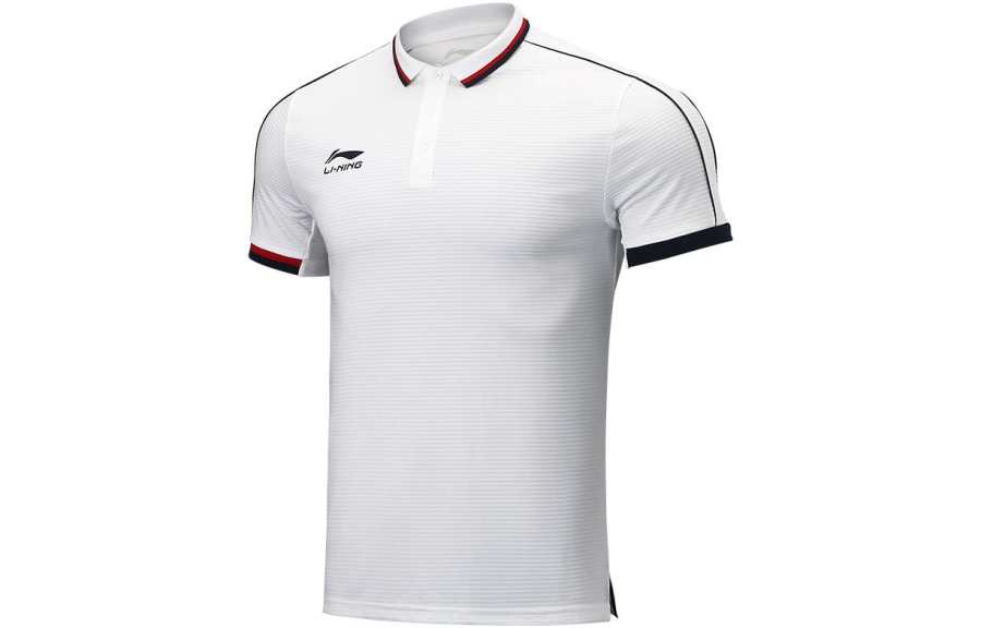 Li-Ning Li Ning Polo Shirts Men's White Polo Collar Moderate Straight Fit