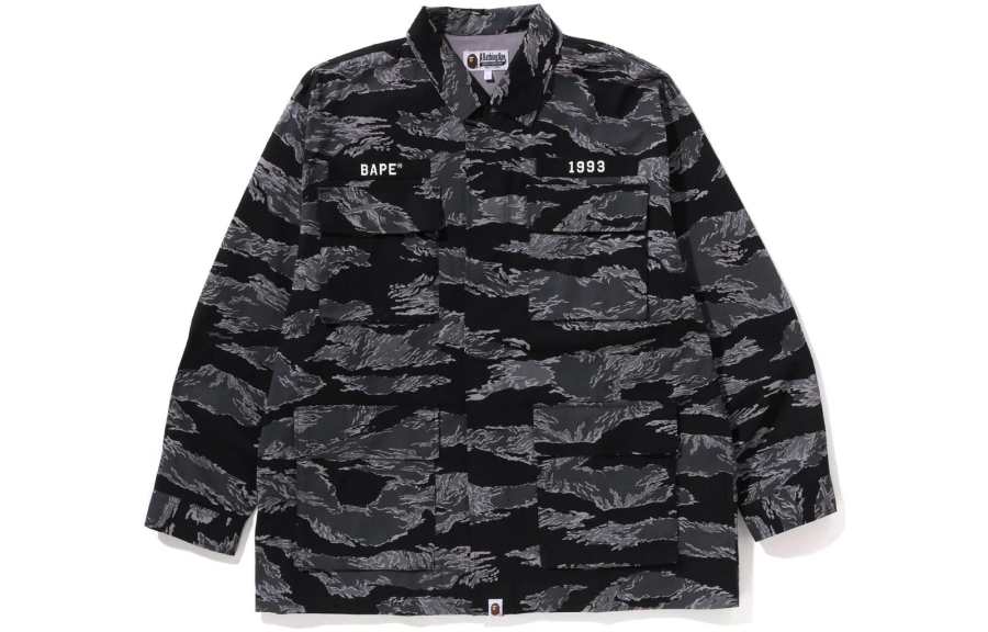 A BATHING APE Bape Tiger Camo Relaxed Fit Military Shirt