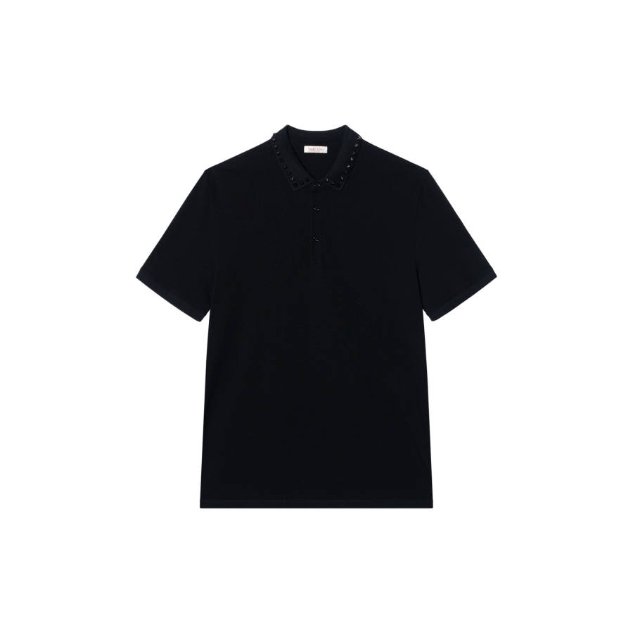 Valentino Untitled Stud Detailed Short Sleeved Polo Shirt