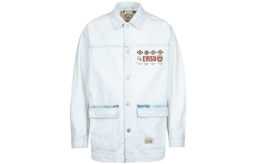 EVISU EVISU Shirts Unisex Denim Blue Lapel Moderate Denim