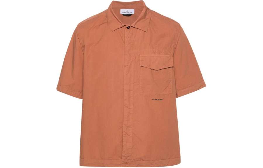 STONE ISLAND Logo print Creased Shirt